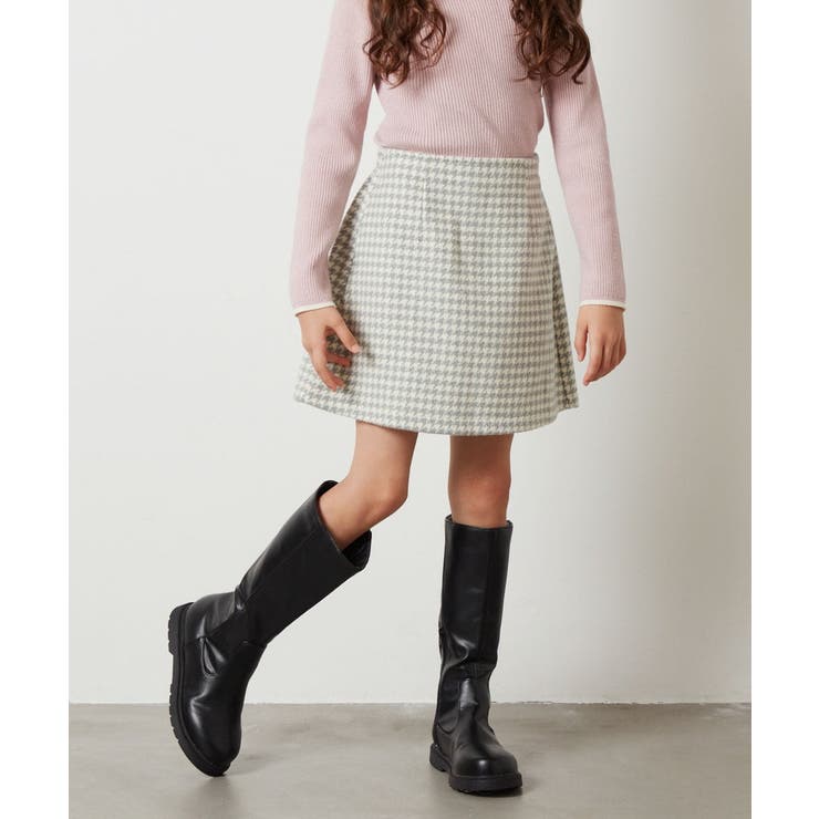 120-130]【セットアップ対応】シャギーチェック台形スカート[品番  