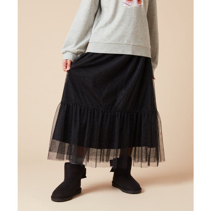 [160]ラメチュールティアードロングスカート | a.v.v【KIDS】 | 詳細画像8 