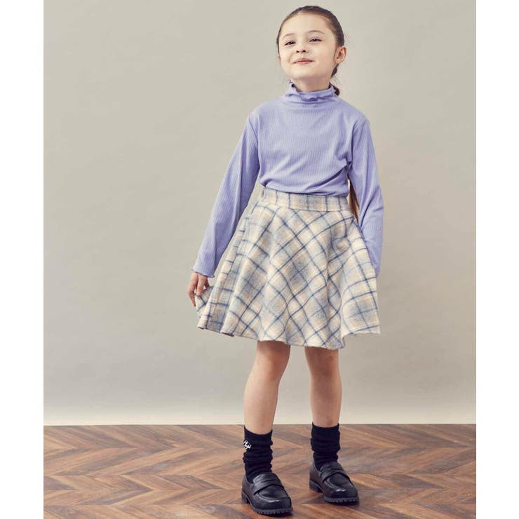 160]シャギーチェックフレアスカート[品番：ITKW0006870]｜a.v.v【KIDS  