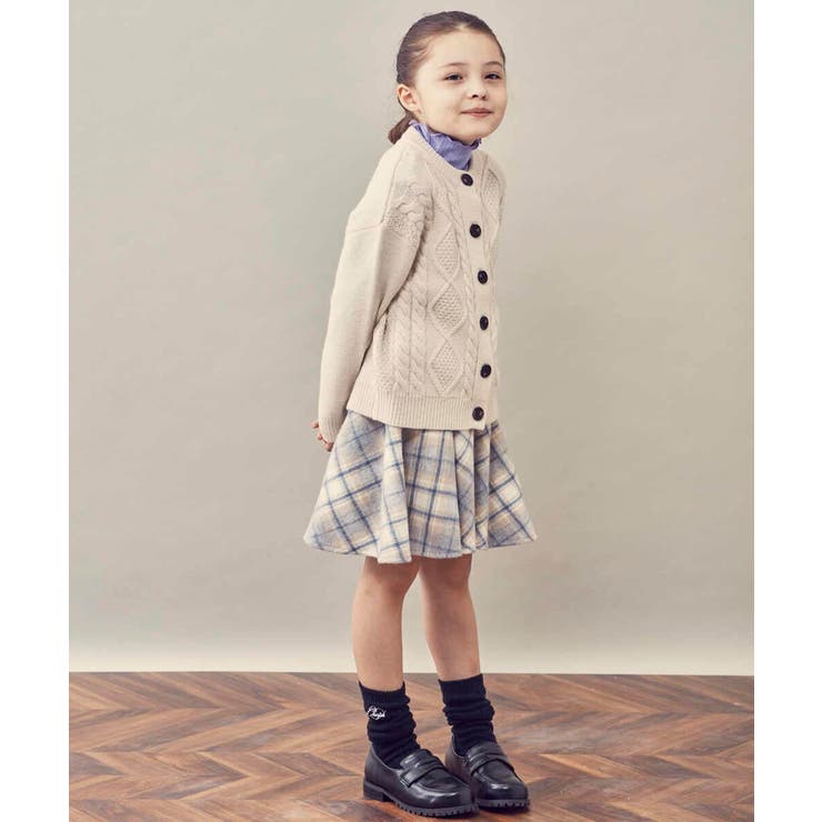 160]シャギーチェックフレアスカート[品番：ITKW0006870]｜a.v.v【KIDS  