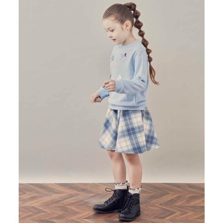 160]シャギーチェックフレアスカート[品番：ITKW0006870]｜a.v.v【KIDS  