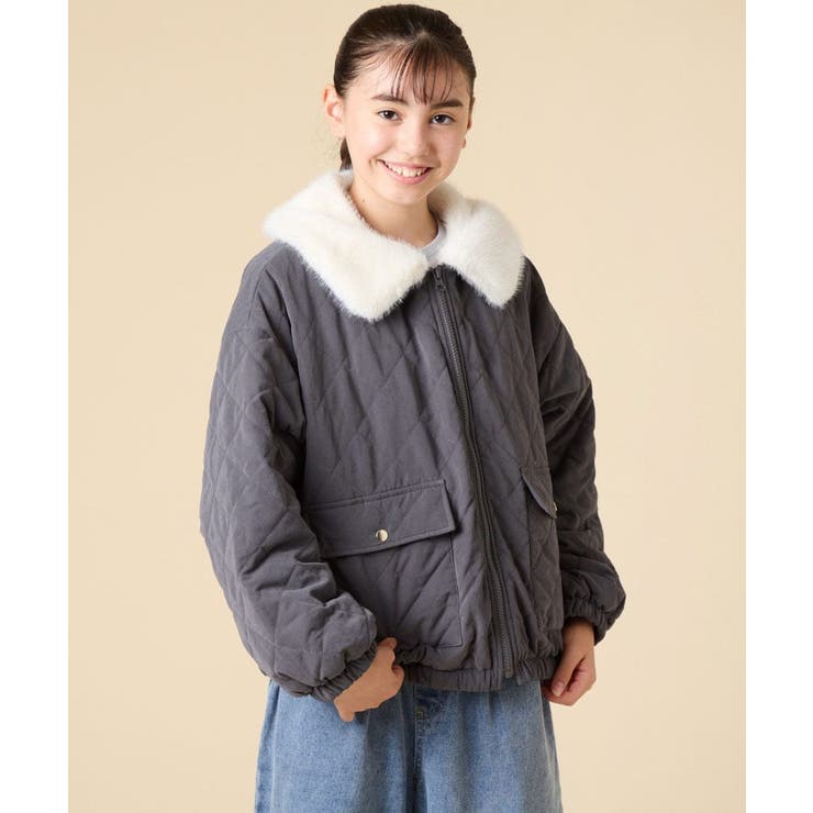 [130-160]【お家で洗える】衿付きキルトボアジャケット | a.v.v【KIDS】 | 詳細画像11 