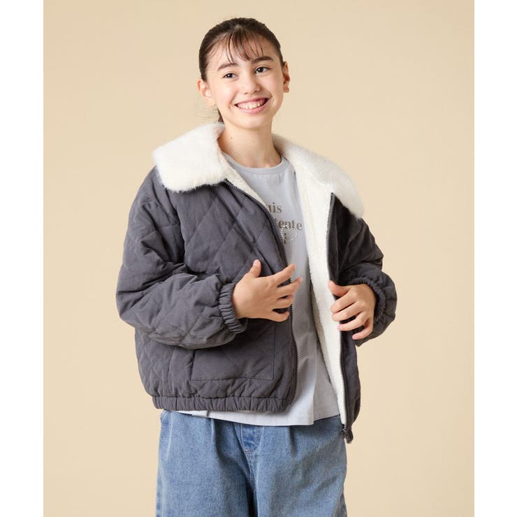 [130-160]【お家で洗える】衿付きキルトボアジャケット | a.v.v【KIDS】 | 詳細画像12 