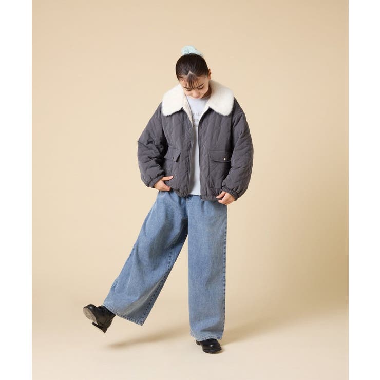 [130-160]【お家で洗える】衿付きキルトボアジャケット | a.v.v【KIDS】 | 詳細画像16 