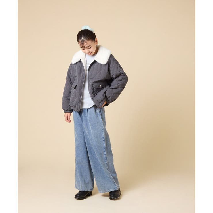 [130-160]【お家で洗える】衿付きキルトボアジャケット | a.v.v【KIDS】 | 詳細画像17 