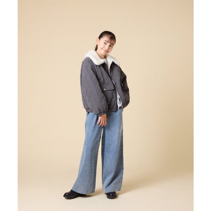 [130-160]【お家で洗える】衿付きキルトボアジャケット | a.v.v【KIDS】 | 詳細画像18 
