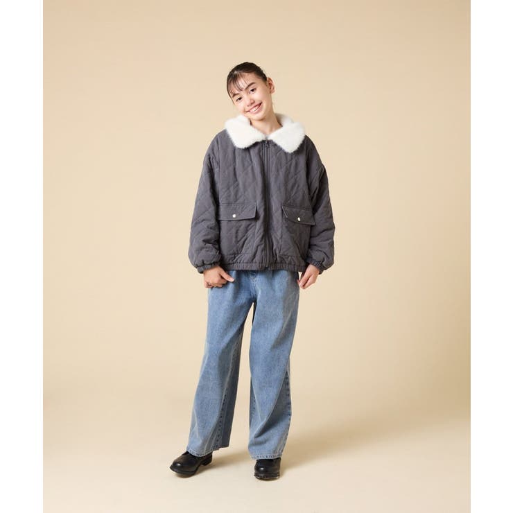 [130-160]【お家で洗える】衿付きキルトボアジャケット | a.v.v【KIDS】 | 詳細画像19 