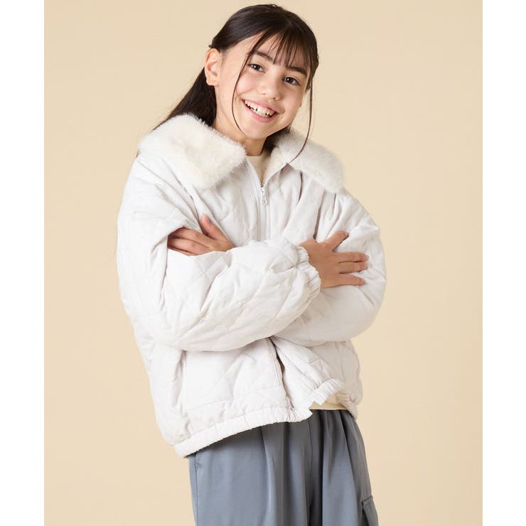 [130-160]【お家で洗える】衿付きキルトボアジャケット | a.v.v【KIDS】 | 詳細画像2 