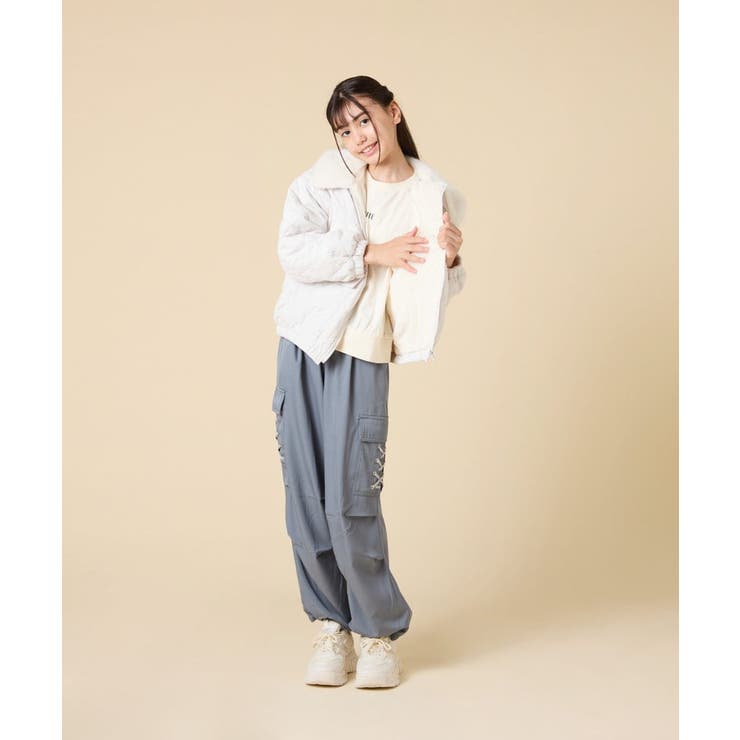 [130-160]【お家で洗える】衿付きキルトボアジャケット | a.v.v【KIDS】 | 詳細画像4 