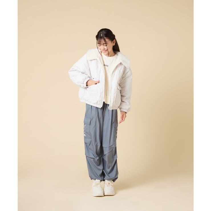 [130-160]【お家で洗える】衿付きキルトボアジャケット | a.v.v【KIDS】 | 詳細画像5 