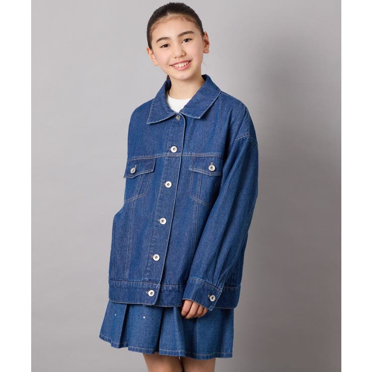 ブルー | [140-150]オーバーデニムブルゾン | a.v.v【KIDS】