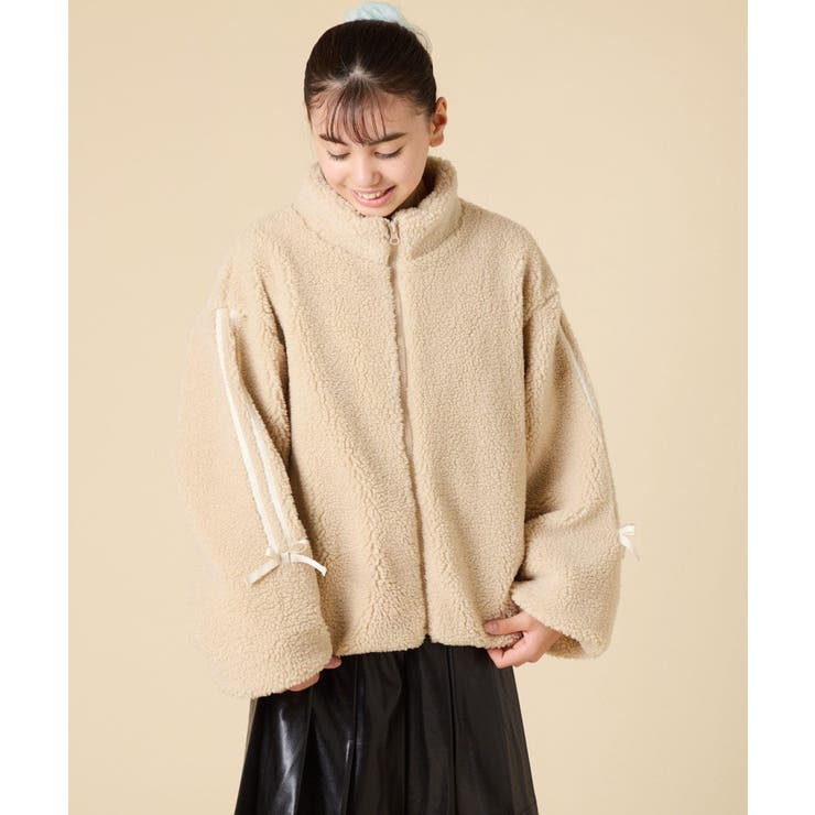 [120-160]【おうちで洗える】モコモコラインスリーブボアブルゾン | a.v.v【KIDS】 | 詳細画像13 