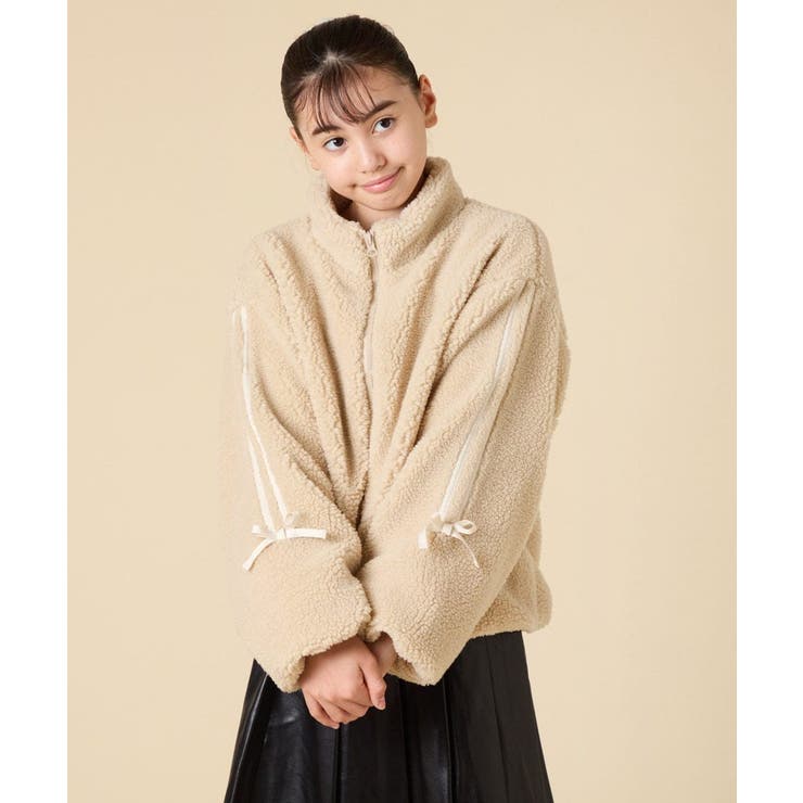 [120-160]【おうちで洗える】モコモコラインスリーブボアブルゾン | a.v.v【KIDS】 | 詳細画像14 