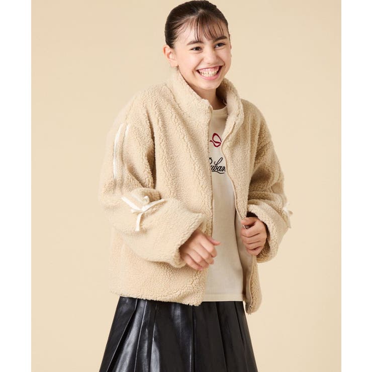 [120-160]【おうちで洗える】モコモコラインスリーブボアブルゾン | a.v.v【KIDS】 | 詳細画像16 