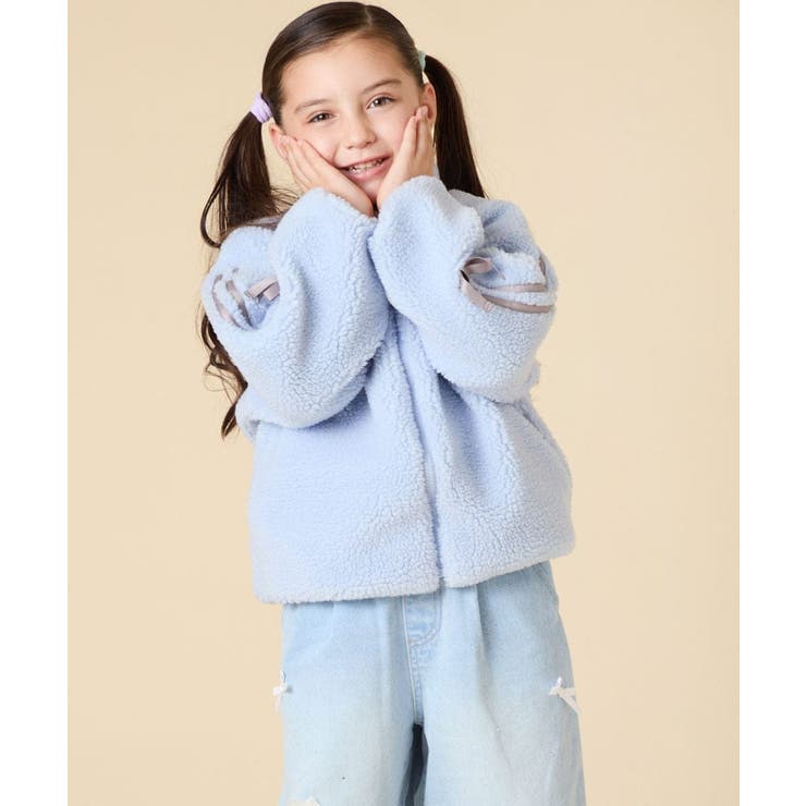 [120-160]【おうちで洗える】モコモコラインスリーブボアブルゾン | a.v.v【KIDS】 | 詳細画像2 