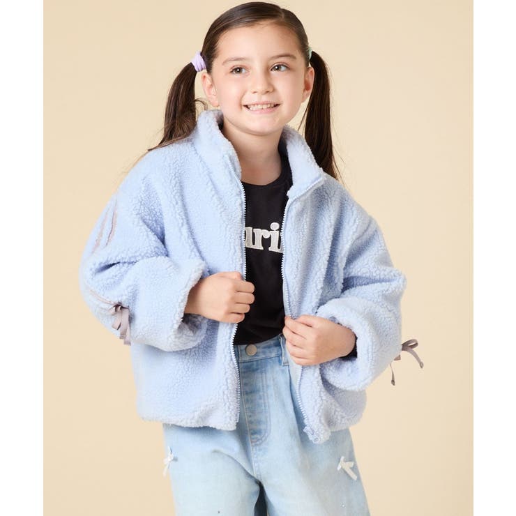 [120-160]【おうちで洗える】モコモコラインスリーブボアブルゾン | a.v.v【KIDS】 | 詳細画像4 