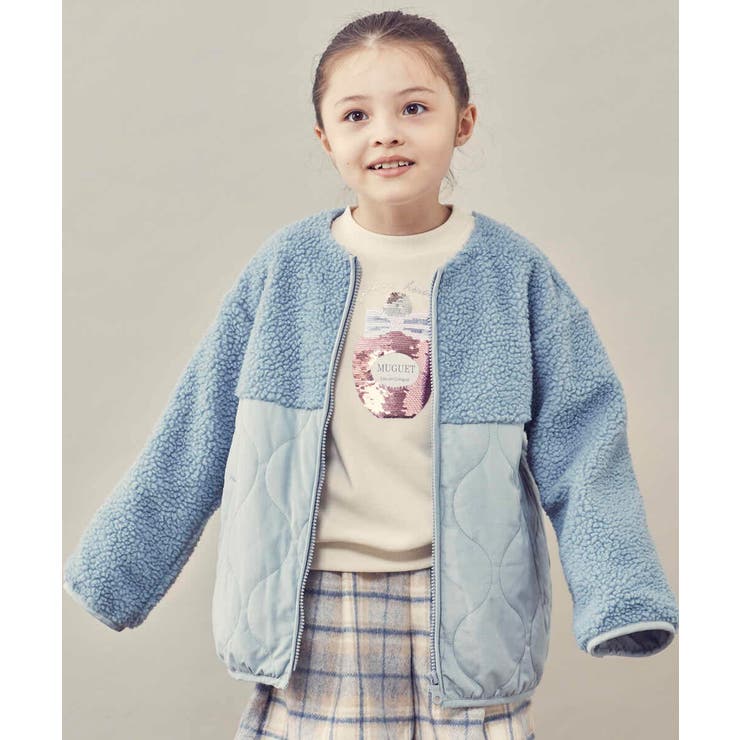 ライトブルー | [100-130]ボア切り替えキルティングジャケット | a.v.v【KIDS】