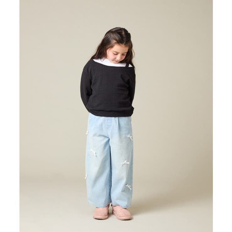 [120-160]【アシンメトリー/オフショル】ポコポコレイヤード風トレーナー | a.v.v【KIDS】 | 詳細画像13 