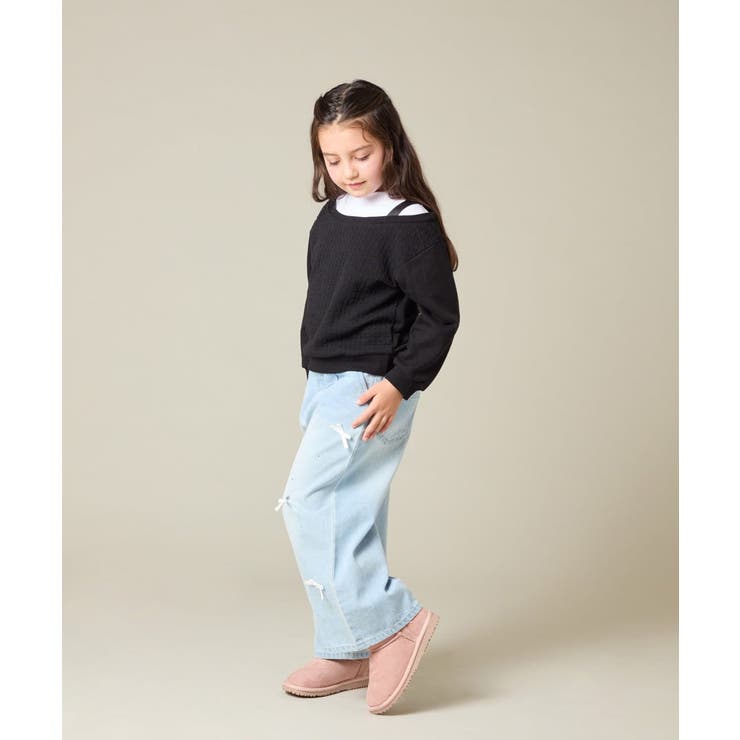 [120-160]【アシンメトリー/オフショル】ポコポコレイヤード風トレーナー | a.v.v【KIDS】 | 詳細画像14 