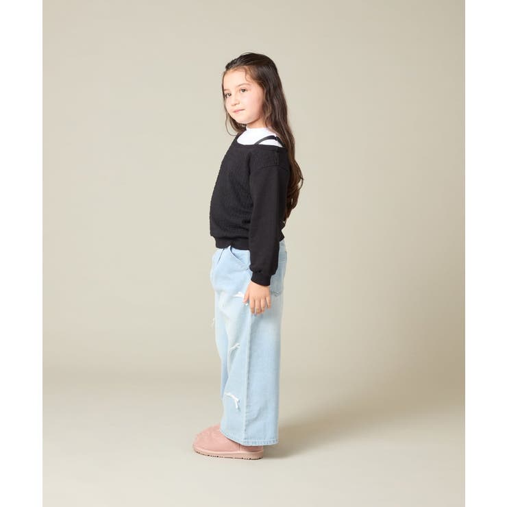 [120-160]【アシンメトリー/オフショル】ポコポコレイヤード風トレーナー | a.v.v【KIDS】 | 詳細画像18 