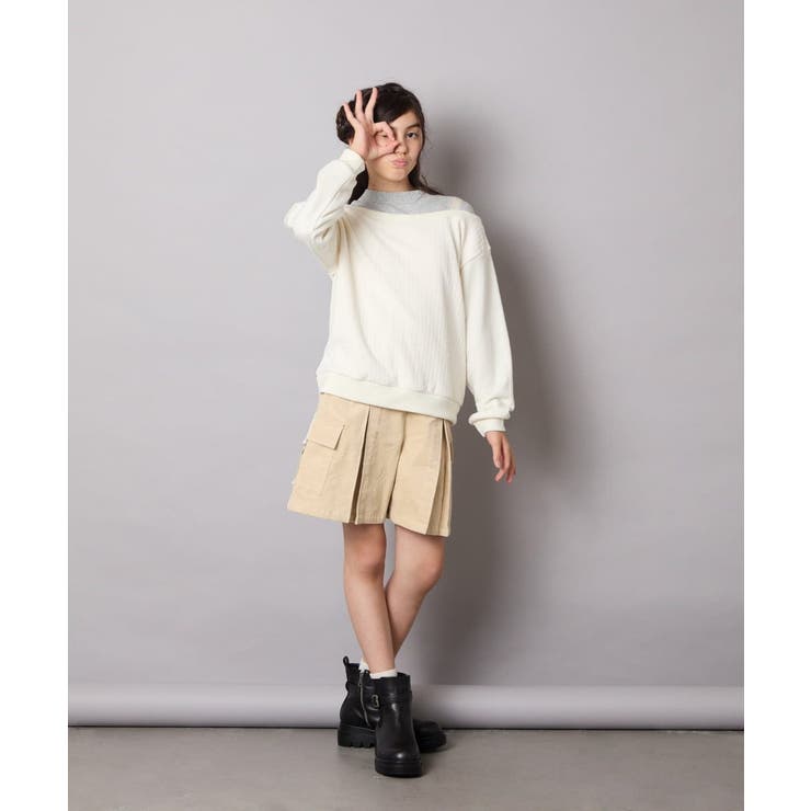 [120-160]【アシンメトリー/オフショル】ポコポコレイヤード風トレーナー | a.v.v【KIDS】 | 詳細画像6 