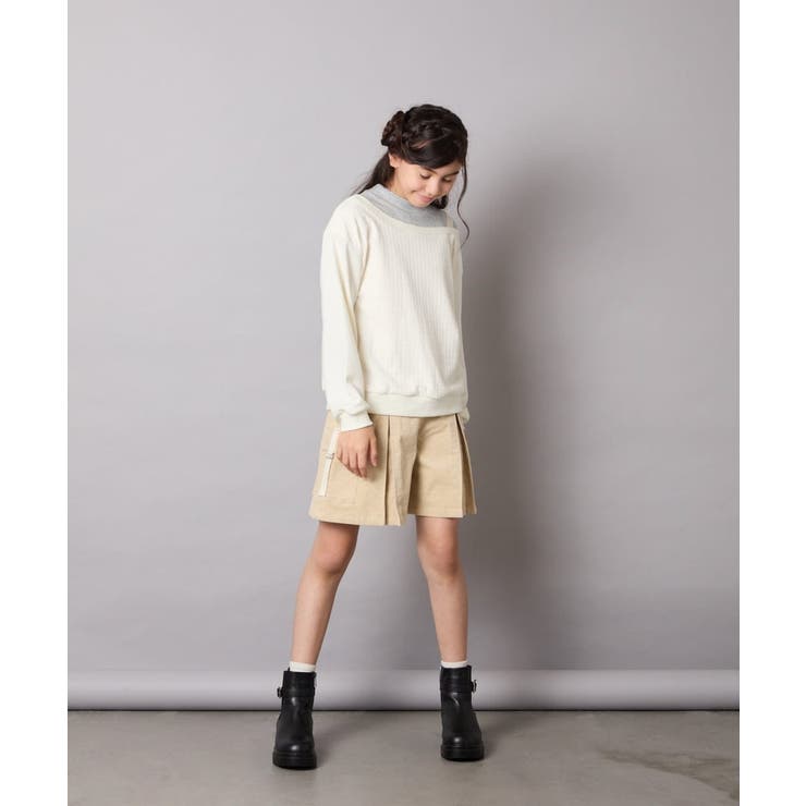 [120-160]【アシンメトリー/オフショル】ポコポコレイヤード風トレーナー | a.v.v【KIDS】 | 詳細画像8 