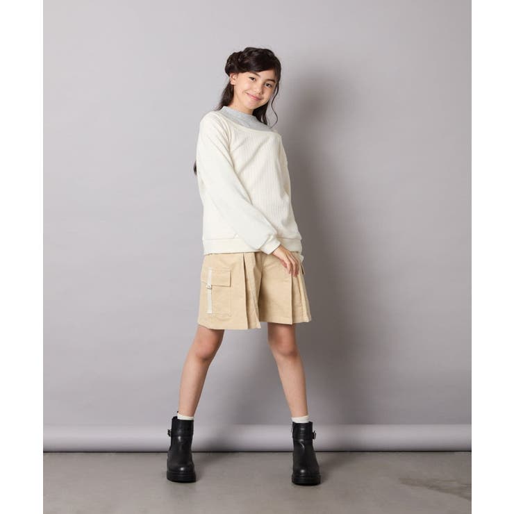 [120-160]【アシンメトリー/オフショル】ポコポコレイヤード風トレーナー | a.v.v【KIDS】 | 詳細画像9 