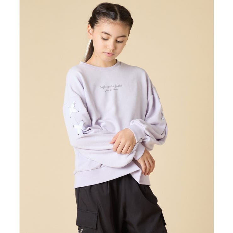 ラベンダー | レースアップスリーブトレーナー | a.v.v【KIDS】