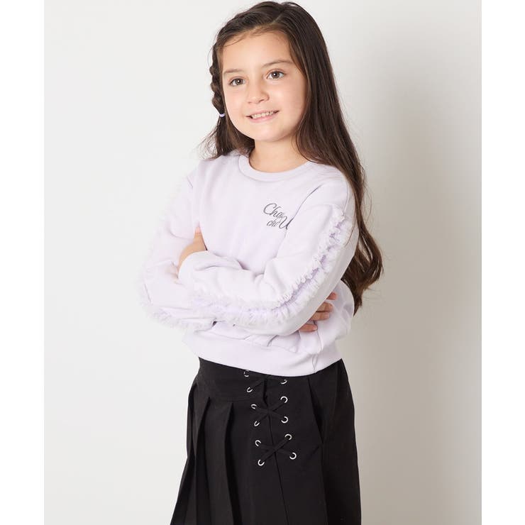 チュールスリーブクロップドトレーナー | a.v.v【KIDS】 | 詳細画像24 