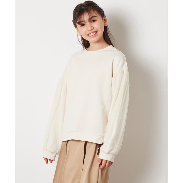 アイボリー | [100-130]チュール袖トレーナー | a.v.v【KIDS】
