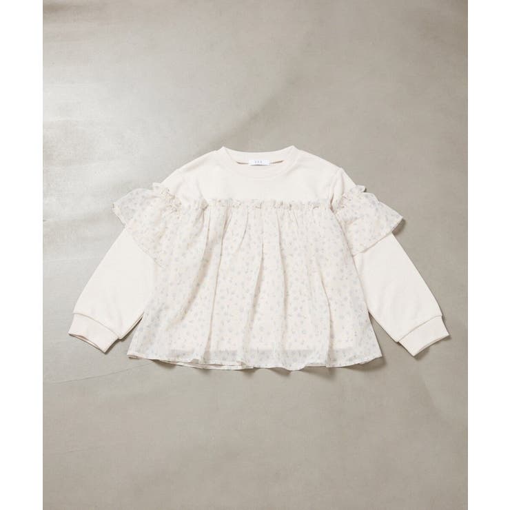 アイボリー | [100-130]異素材フリルスウェット | a.v.v【KIDS】