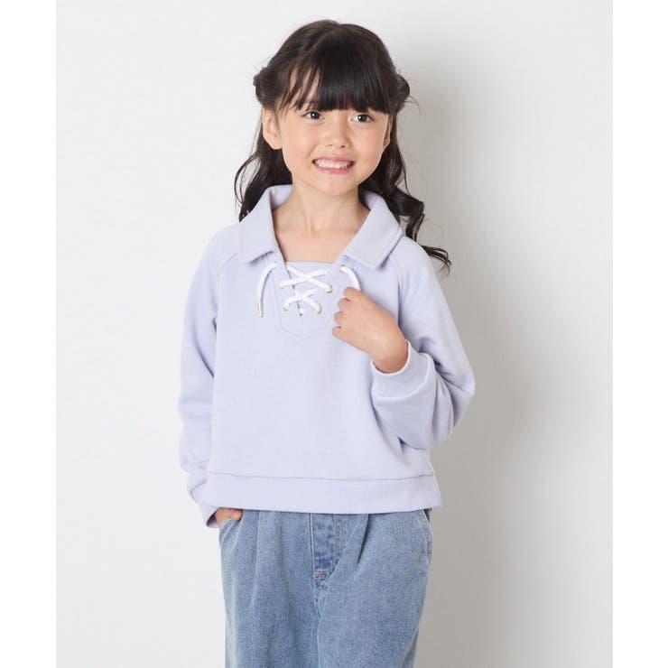 [120-160]衿付きレースアップトレーナー | a.v.v【KIDS】 | 詳細画像2 