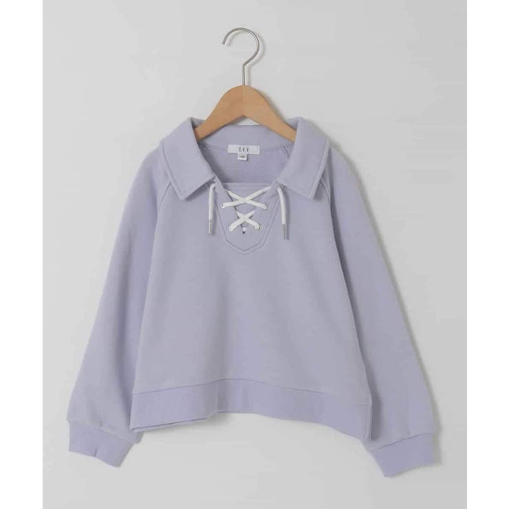 ライトブルー | [120-160]衿付きレースアップトレーナー | a.v.v【KIDS】