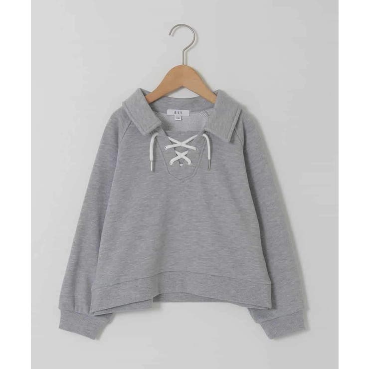 グレー | [120-160]衿付きレースアップトレーナー | a.v.v【KIDS】