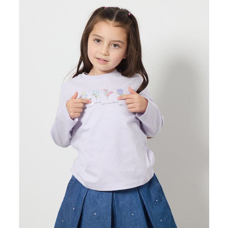 ラベンダー | 【安心の綿100％】[160]モチーフプリントロンT | a.v.v【KIDS】