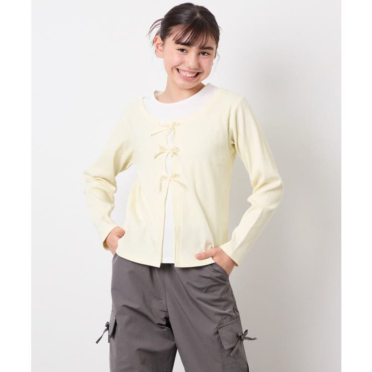 [140-160]レイヤード風テレコカットソー | a.v.v【KIDS】 | 詳細画像1 