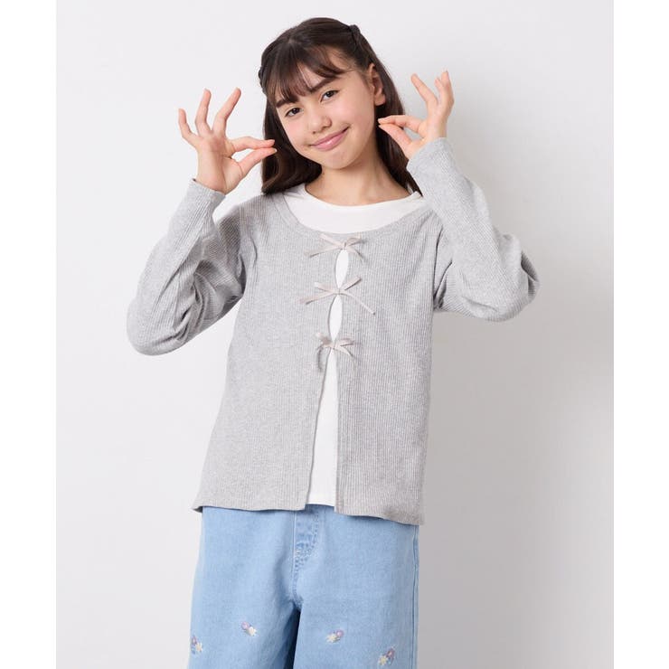 ライトグレー | [140-160]レイヤード風テレコカットソー | a.v.v【KIDS】