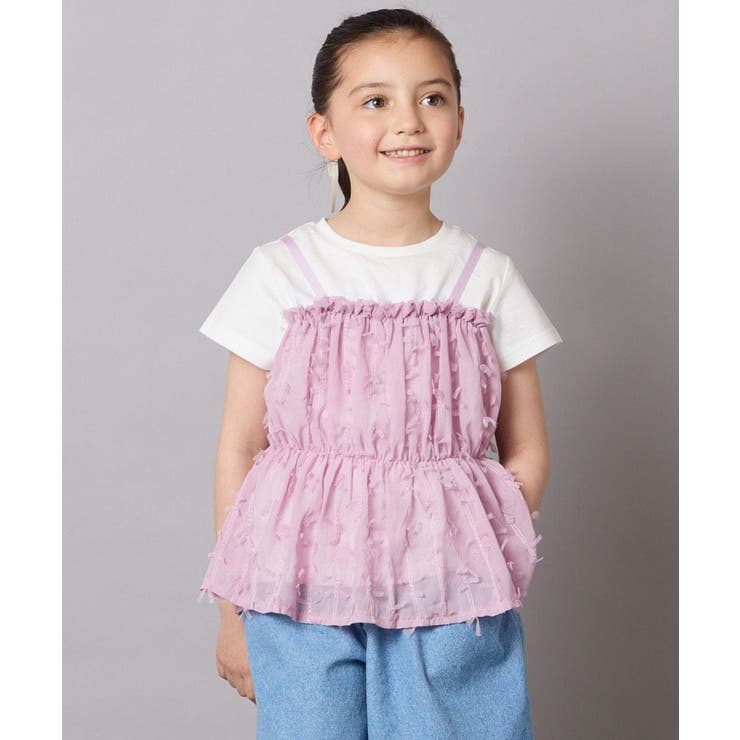【接触冷感/ジメジメ対策】[100-130]シフォンキャミドッキングトップス | a.v.v【KIDS】 | 詳細画像2 