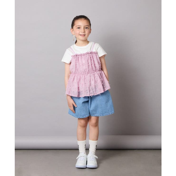【接触冷感/ジメジメ対策】[100-130]シフォンキャミドッキングトップス | a.v.v【KIDS】 | 詳細画像4 