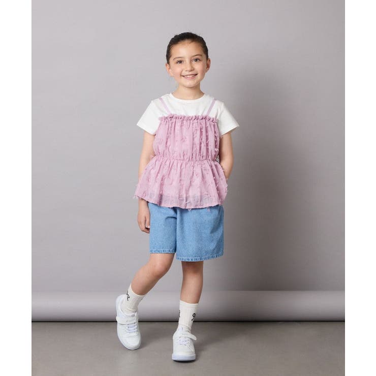 【接触冷感/ジメジメ対策】[100-130]シフォンキャミドッキングトップス | a.v.v【KIDS】 | 詳細画像7 