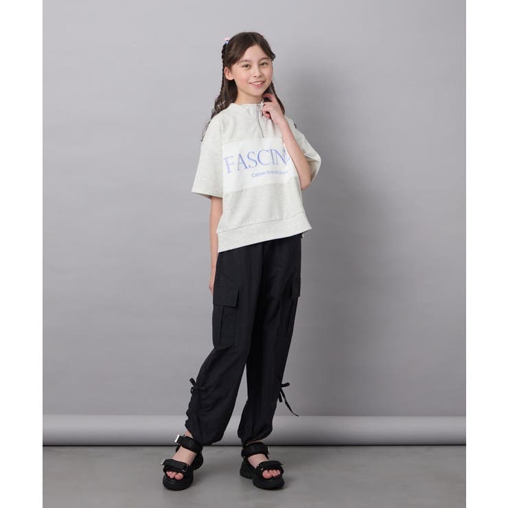 【毛玉になりにくい/程よく伸びる】[130]ハーフジップロゴスウェット | a.v.v【KIDS】 | 詳細画像6 