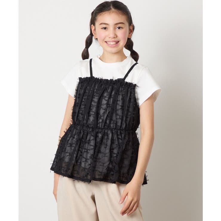 【接触冷感/ジメジメ対策】[160]シフォンキャミドッキングトップス | a.v.v【KIDS】 | 詳細画像1 