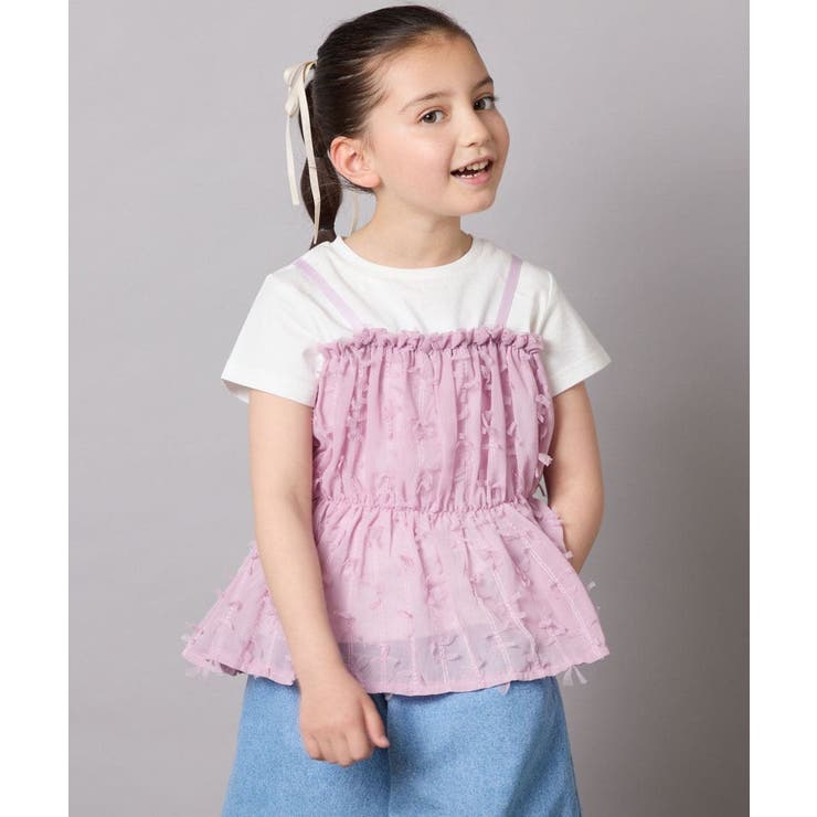 ラベンダー | 【接触冷感/ジメジメ対策】[160]シフォンキャミドッキングトップス | a.v.v【KIDS】