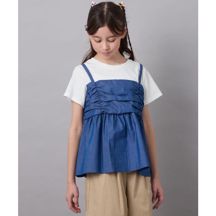 [160]ギャザーキャミドッキングトップス | a.v.v【KIDS】 | 詳細画像1 