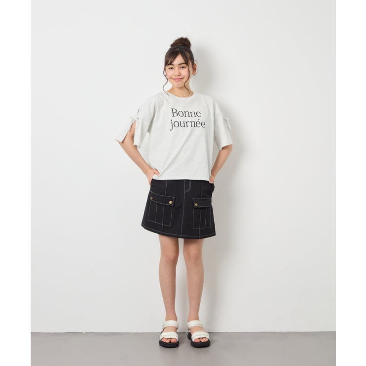 [120-160]【接触冷感/綿100％】袖スリットロゴTシャツ | a.v.v【KIDS】 | 詳細画像14 
