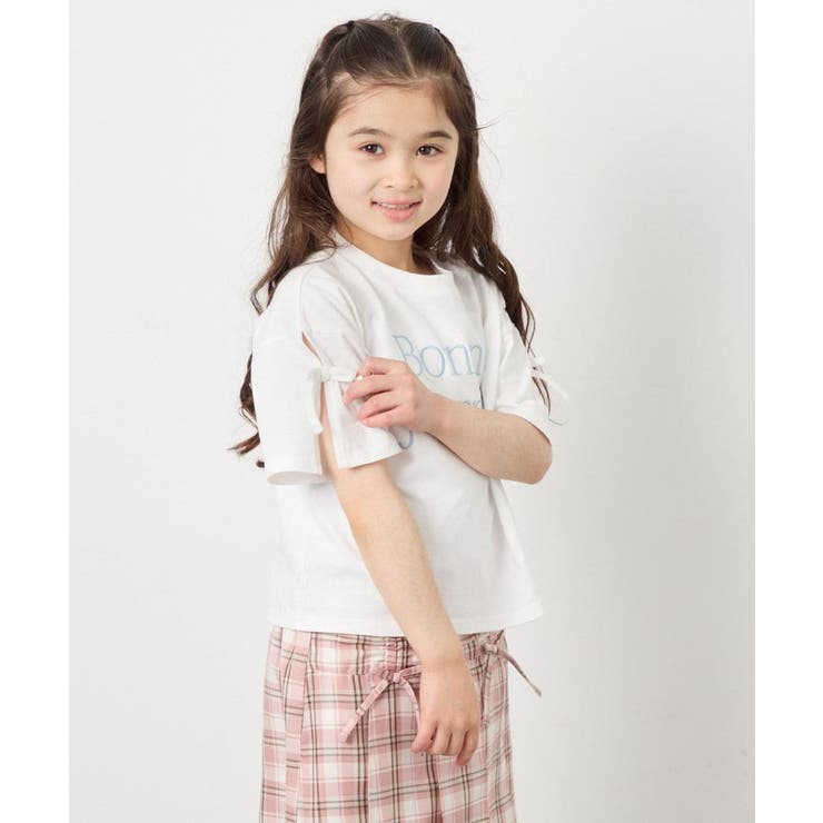 [120-160]【接触冷感/綿100％】袖スリットロゴTシャツ | a.v.v【KIDS】 | 詳細画像2 