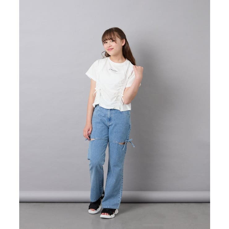 [130-160]【毛玉になりにくい/綿100％】クロップドドロストTシャツ | a.v.v【KIDS】 | 詳細画像20 