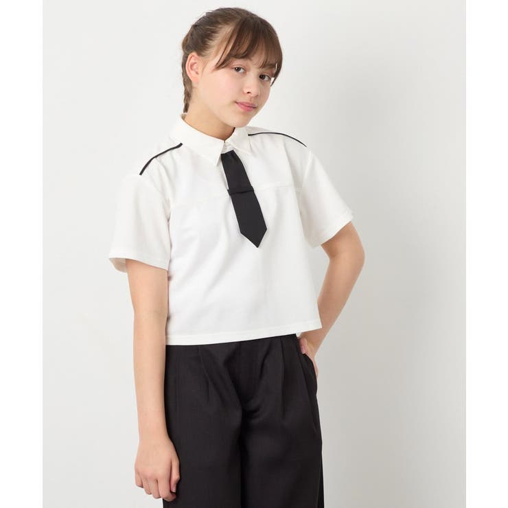 [130-160]ネクタイ付きクロップドトップス | a.v.v【KIDS】 | 詳細画像3 