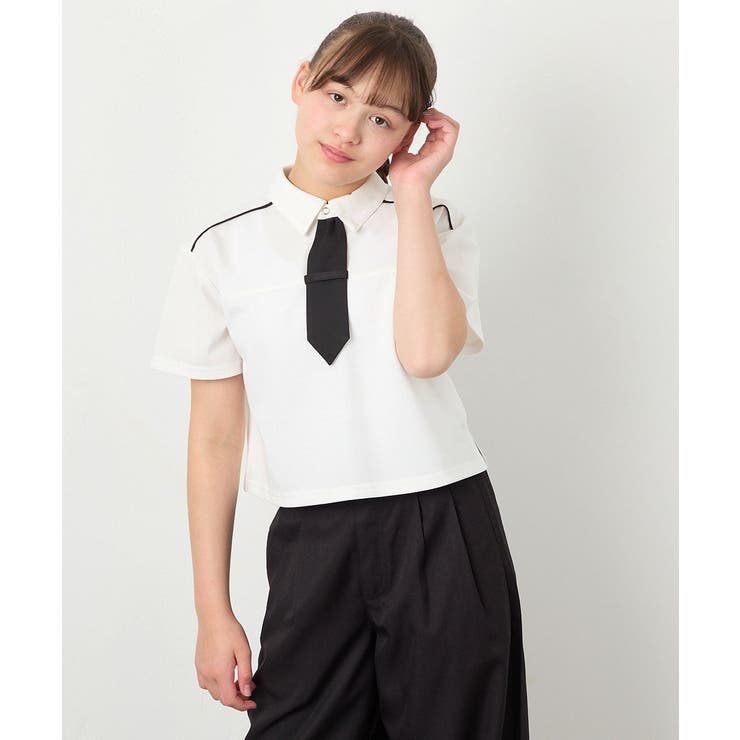 [130-160]ネクタイ付きクロップドトップス | a.v.v【KIDS】 | 詳細画像4 