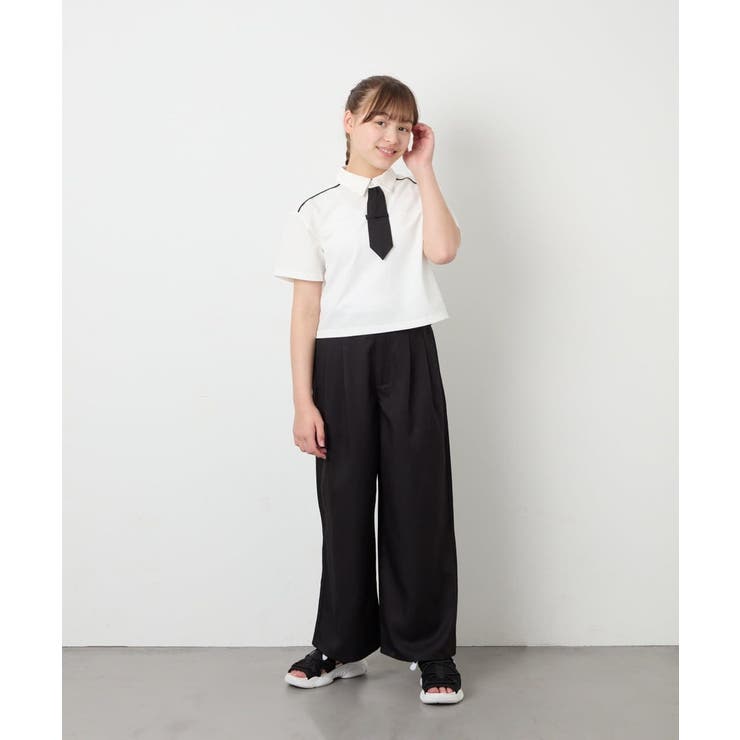 [130-160]ネクタイ付きクロップドトップス | a.v.v【KIDS】 | 詳細画像5 